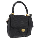 Bally Hand Bag Leather 2way Black Gold Auth 210002-1