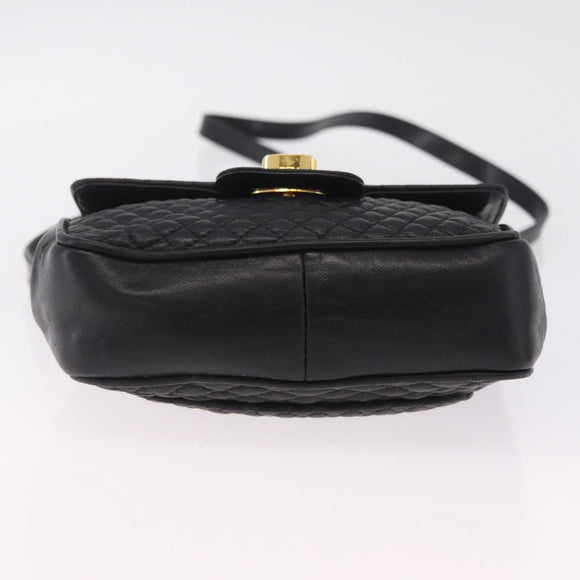 Bally Hand Bag Leather 2way Black Gold Auth 210002