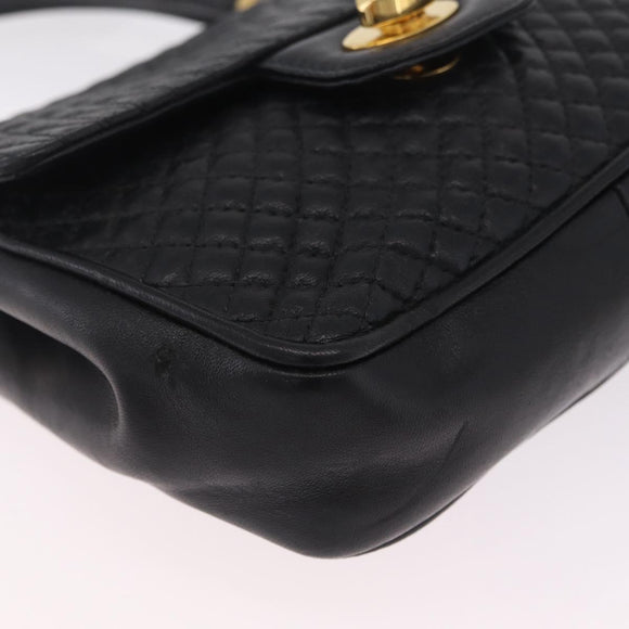 Bally Hand Bag Leather 2way Black Gold Auth 210002