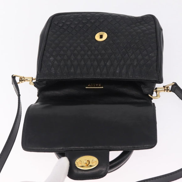 Bally Hand Bag Leather 2way Black Gold Auth 210002