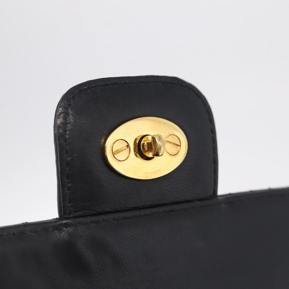 Bally Hand Bag Leather 2way Black Gold Auth 210002