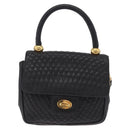 Bally Hand Bag Leather 2way Black Gold Auth 210002-2