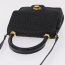 Bally Hand Bag Leather 2way Black Gold Auth 210002-6