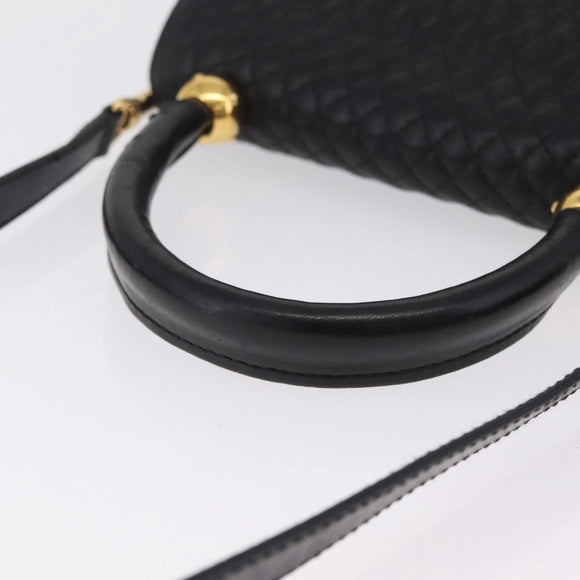 Bally Hand Bag Leather 2way Black Gold Auth 210002