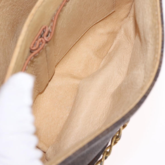 CELINE Macadam Canvas Shoulder Bag PVC Leather Brown Gold Auth 210003