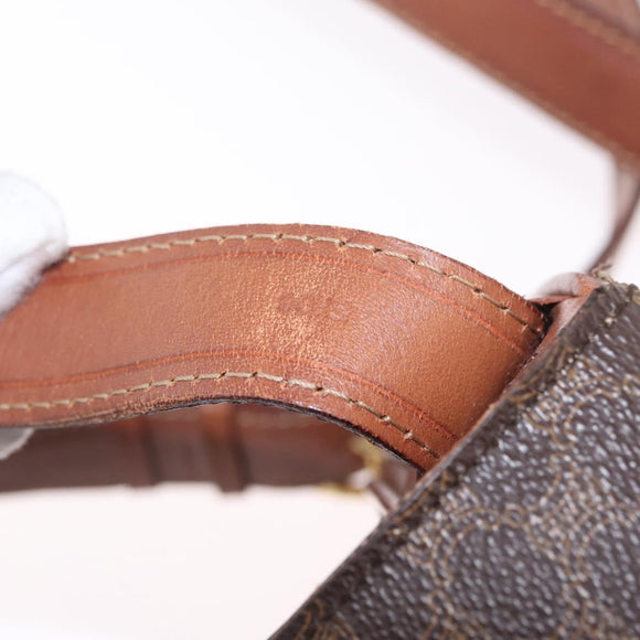 CELINE Macadam Canvas Shoulder Bag PVC Leather Brown Gold Auth 210003