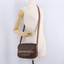 CELINE Macadam Canvas Shoulder Bag PVC Leather Brown Gold Auth 210003-28