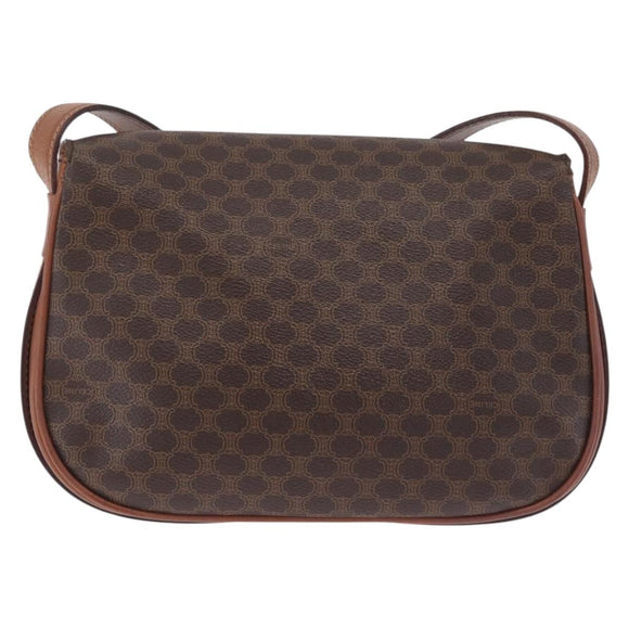 CELINE Macadam Canvas Shoulder Bag PVC Leather Brown Gold Auth 210003