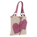 Saint Laurent Kahala Tote Bag Canvas Beige Silver Auth 210004A-1