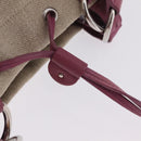 Saint Laurent Kahala Tote Bag Canvas Beige Silver Auth 210004A-17