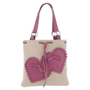 Saint Laurent Kahala Tote Bag Canvas Beige Silver Auth 210004A-2