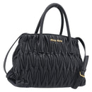 Miu Miu Matelasse Hand Bag Leather 2way Black Gold Auth 210009-1