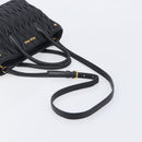 Miu Miu Matelasse Hand Bag Leather 2way Black Gold Auth 210009-11