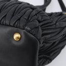Miu Miu Matelasse Hand Bag Leather 2way Black Gold Auth 210009-16