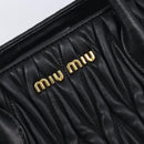 Miu Miu Matelasse Hand Bag Leather 2way Black Gold Auth 210009-18