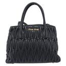 Miu Miu Matelasse Hand Bag Leather 2way Black Gold Auth 210009-2