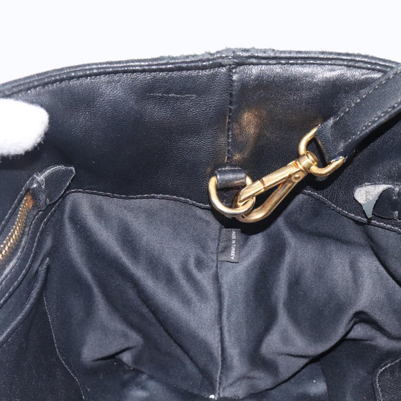 Miu Miu Matelasse Hand Bag Leather 2way Black Gold Auth 210009