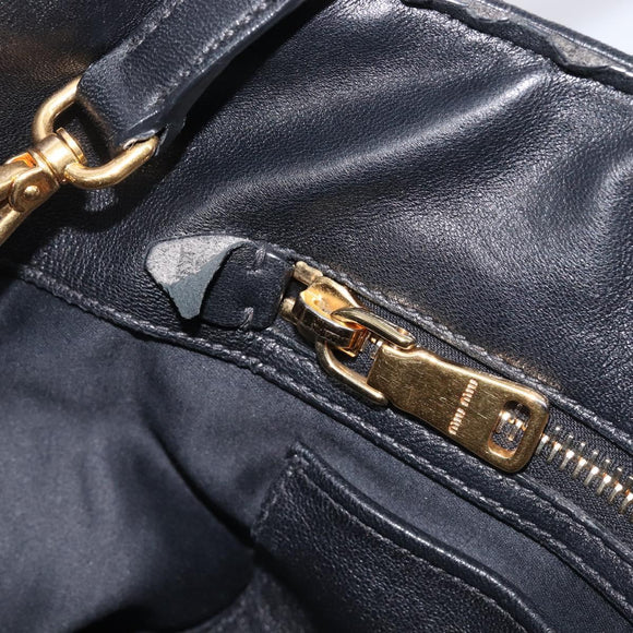 Miu Miu Matelasse Hand Bag Leather 2way Black Gold Auth 210009