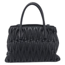 Miu Miu Matelasse Hand Bag Leather 2way Black Gold Auth 210009-3