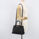 Miu Miu Matelasse Hand Bag Leather 2way Black Gold Auth 210009-30