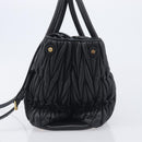 Miu Miu Matelasse Hand Bag Leather 2way Black Gold Auth 210009-4