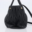 Miu Miu Matelasse Hand Bag Leather 2way Black Gold Auth 210009-5