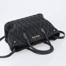 Miu Miu Matelasse Hand Bag Leather 2way Black Gold Auth 210009-7
