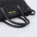 Miu Miu Matelasse Hand Bag Leather 2way Black Gold Auth 210009-8