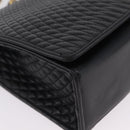 Bally Chain Shoulder Bag Leather Black Gold Auth 210010-10