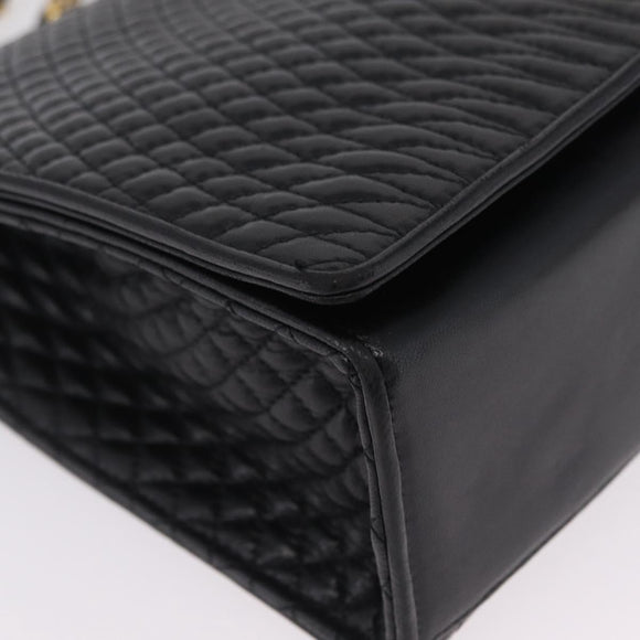 Bally Chain Shoulder Bag Leather Black Gold Auth 210010