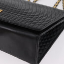 Bally Chain Shoulder Bag Leather Black Gold Auth 210010-14
