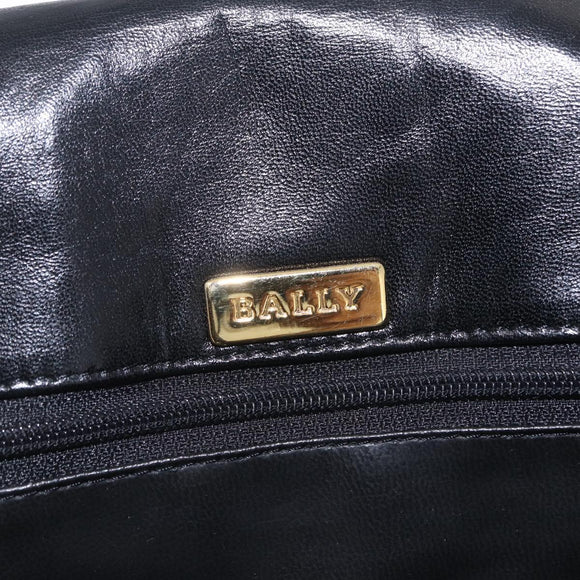 Bally Chain Shoulder Bag Leather Black Gold Auth 210010