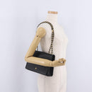 Bally Chain Shoulder Bag Leather Black Gold Auth 210010-25