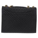 Bally Chain Shoulder Bag Leather Black Gold Auth 210010-3