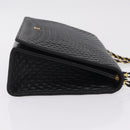 Bally Chain Shoulder Bag Leather Black Gold Auth 210010-4