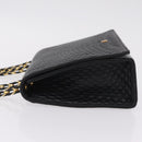 Bally Chain Shoulder Bag Leather Black Gold Auth 210010-5