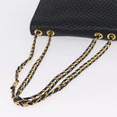 Bally Chain Shoulder Bag Leather Black Gold Auth 210010-7