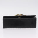 Bally Chain Shoulder Bag Leather Black Gold Auth 210010-9
