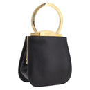 Salvatore Ferragamo Hand Bag Leather Black Gold Auth 210011V-1