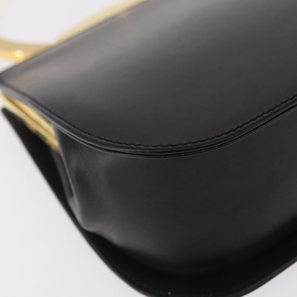 Salvatore Ferragamo Hand Bag Leather Black Gold Auth 210011V