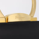 Salvatore Ferragamo Hand Bag Leather Black Gold Auth 210011V-14