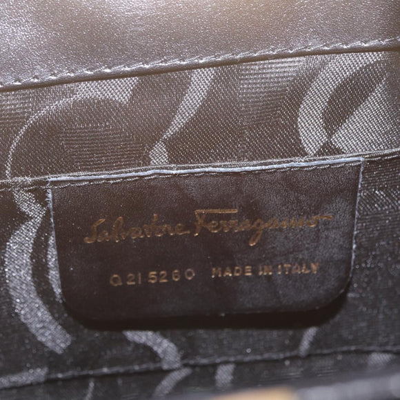 Salvatore Ferragamo Hand Bag Leather Black Gold Auth 210011V