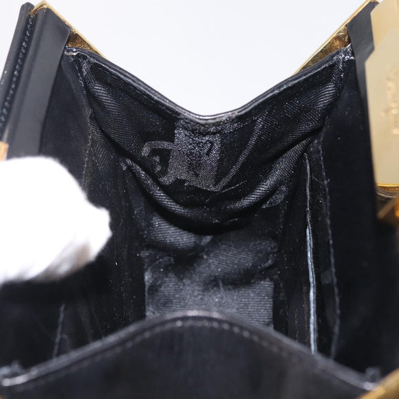 Salvatore Ferragamo Hand Bag Leather Black Gold Auth 210011V