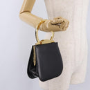 Salvatore Ferragamo Hand Bag Leather Black Gold Auth 210011V-20