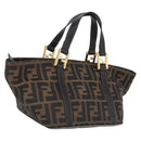 FENDI Zucca Canvas Hand Bag Black Brown Auth 210012-1