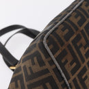 FENDI Zucca Canvas Hand Bag Black Brown Auth 210012-11