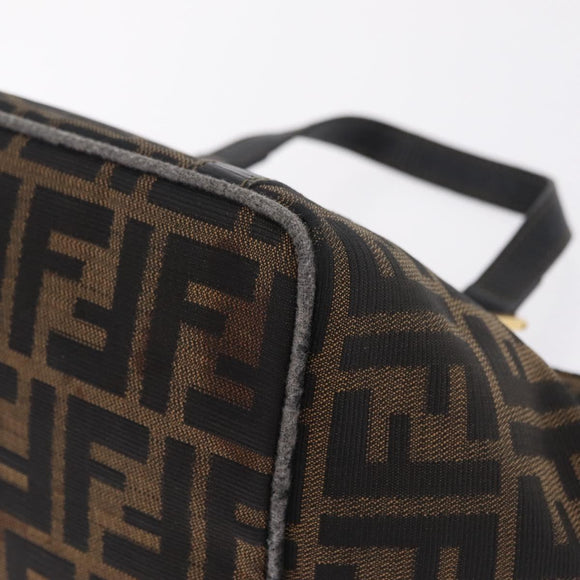 FENDI Zucca Canvas Hand Bag Black Brown Auth 210012