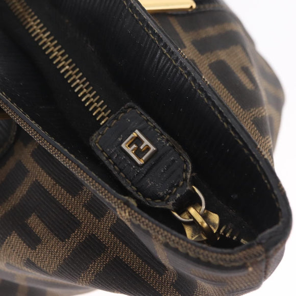 FENDI Zucca Canvas Hand Bag Black Brown Auth 210012