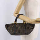 FENDI Zucca Canvas Hand Bag Black Brown Auth 210012-22