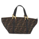 FENDI Zucca Canvas Hand Bag Black Brown Auth 210012-2